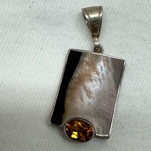 Sterling Silver Black Lip Oyster & Topaz Pendant